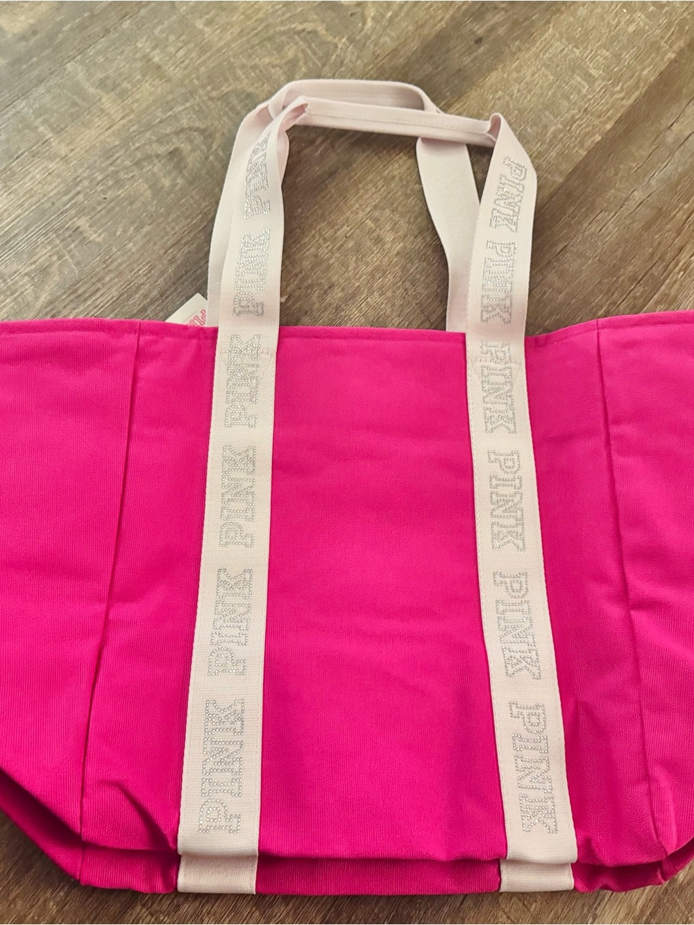 PINK Victoria's Secret Pink Canvas Tote with glitter Logo Straps